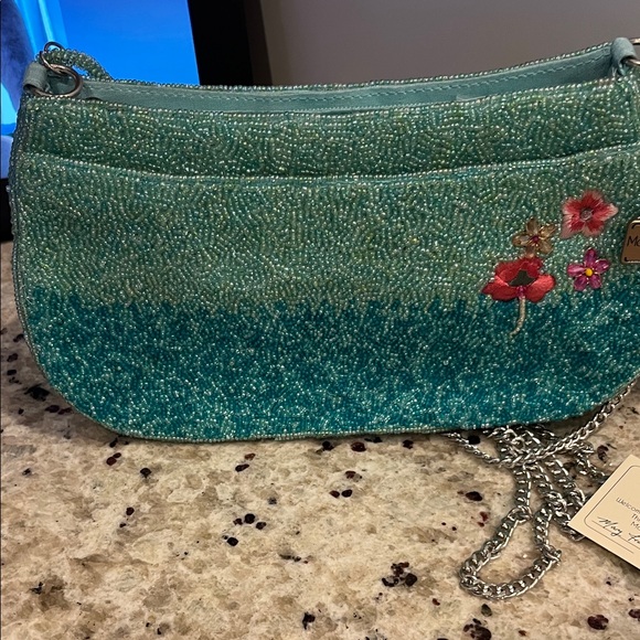 Mary Frances Aqua and Coral Beaded Flamingo Bag - Picture 3 of 8